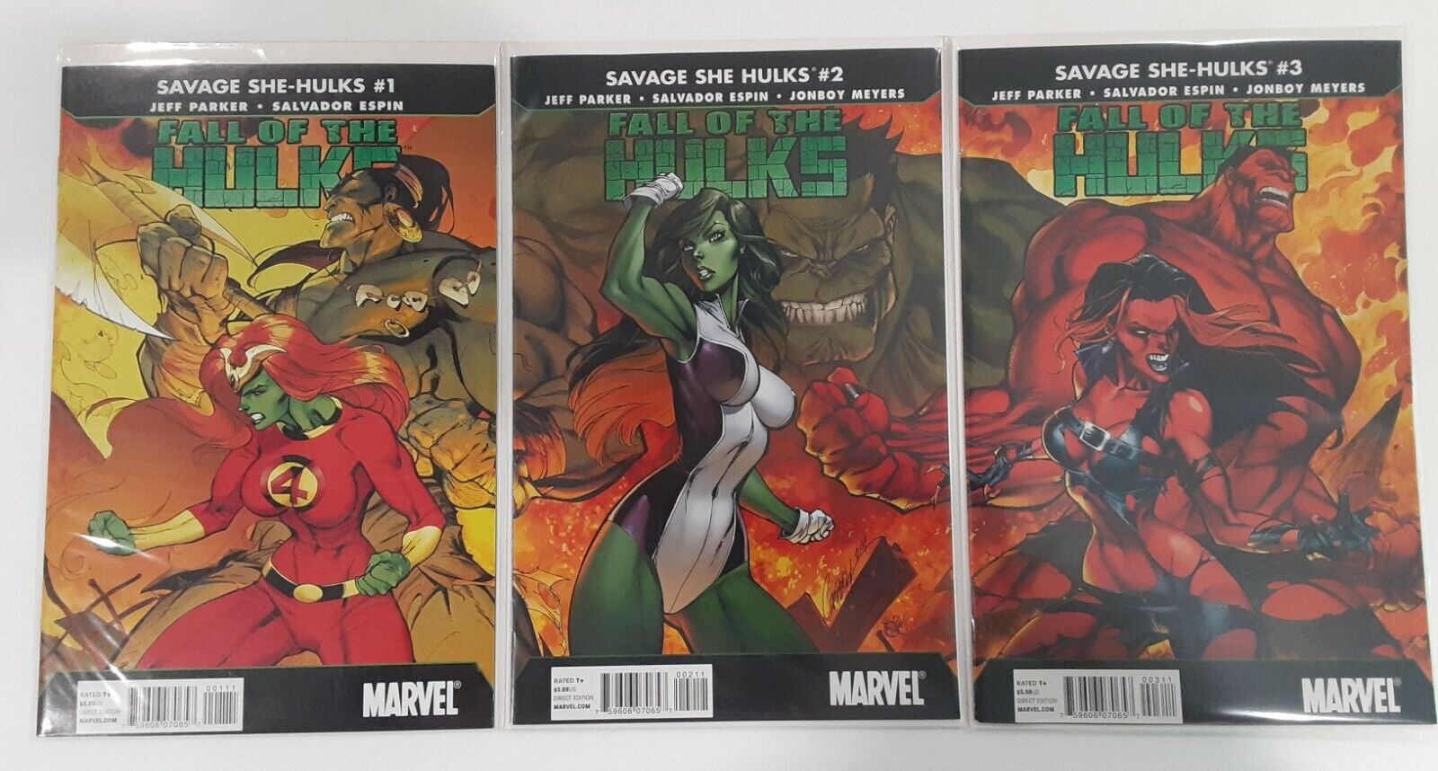 Savage She Hulks Fall Of The Hulks #1-3  💥UNTOUCHED💥J. Scott Campbell Covers 