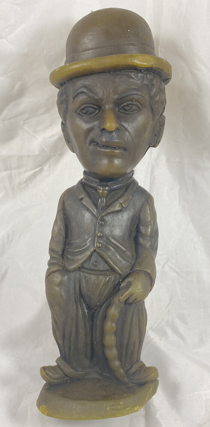Rare LARGE Charlie Chaplin Tall UNUSED Wax Candle Figurine Antique 15.5” Actor