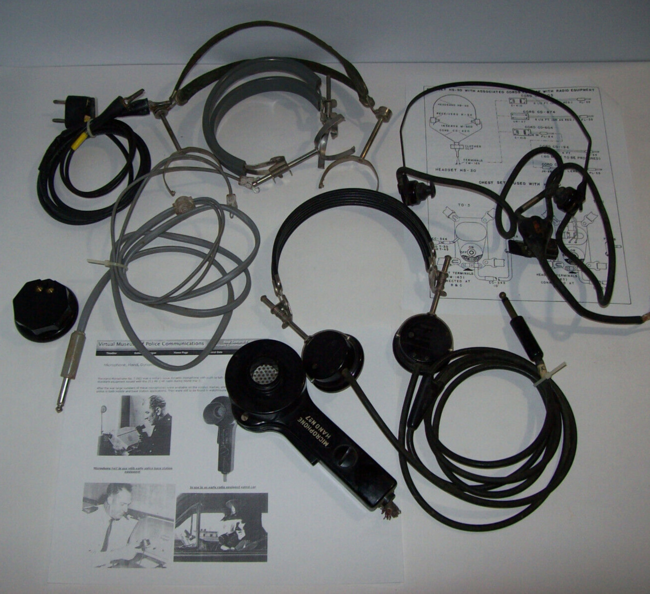 Mix Lot of Vintage WWII Military Radio Ham Radio Headphones Microphone Wires ...
