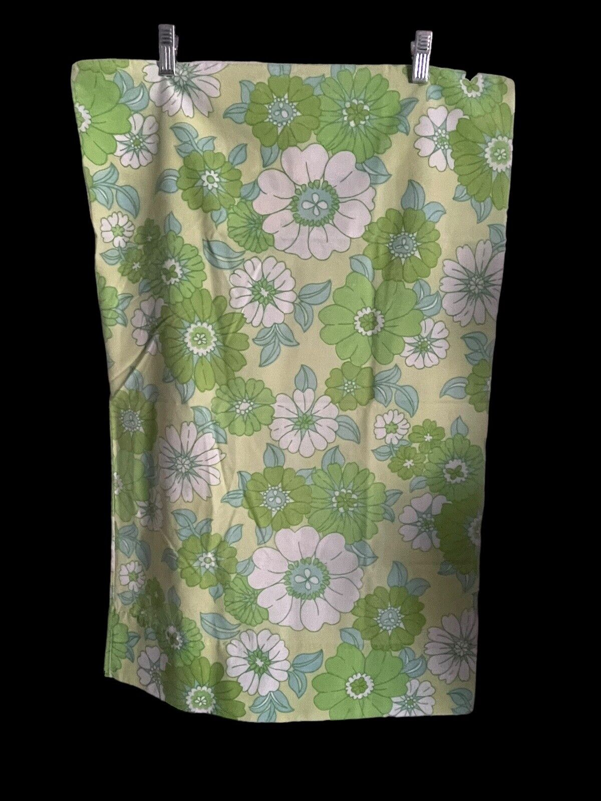 Vintage Fieldcrest Perfection Standard Pillowcase Flower Power Green 70s Daisy