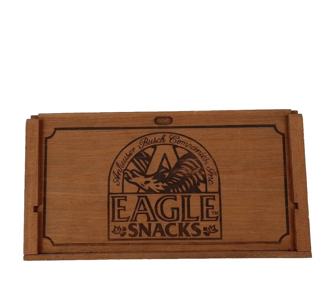 Vtg Anheuser-Busch Companies Inc Eagle Snacks Wooden Box. Has Leaflet. 13x7x4\