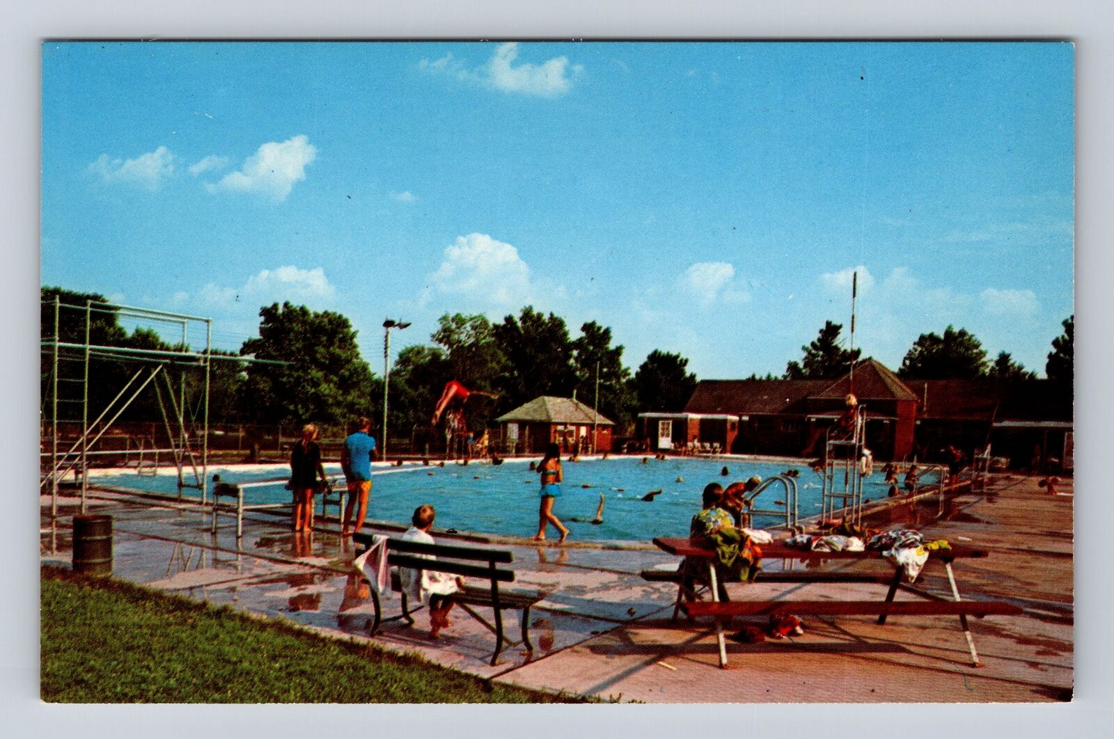 Wapakoneta OH-Ohio, Community Swimming Pool, Antique Vintage Souvenir Postcard