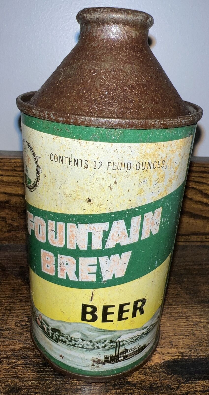 Vintage Fountain Brew Beer Cone Top Beer can Fountain City Wisconsin Empty