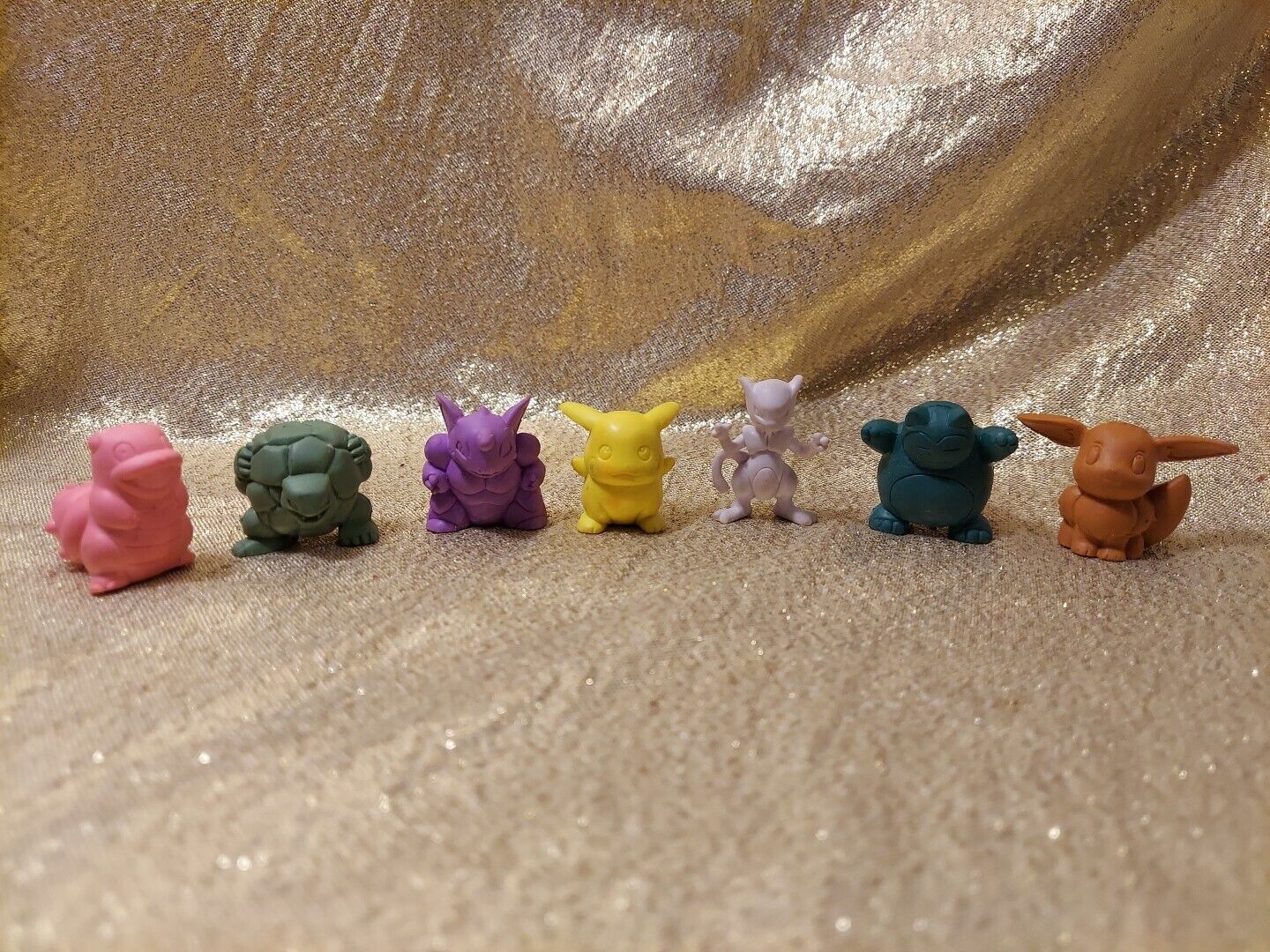 Lot Of 7 1999 Pikachu 3D Eraser Figurine Nintendo Pokemon Pikachu, Mewtwo, Eevee