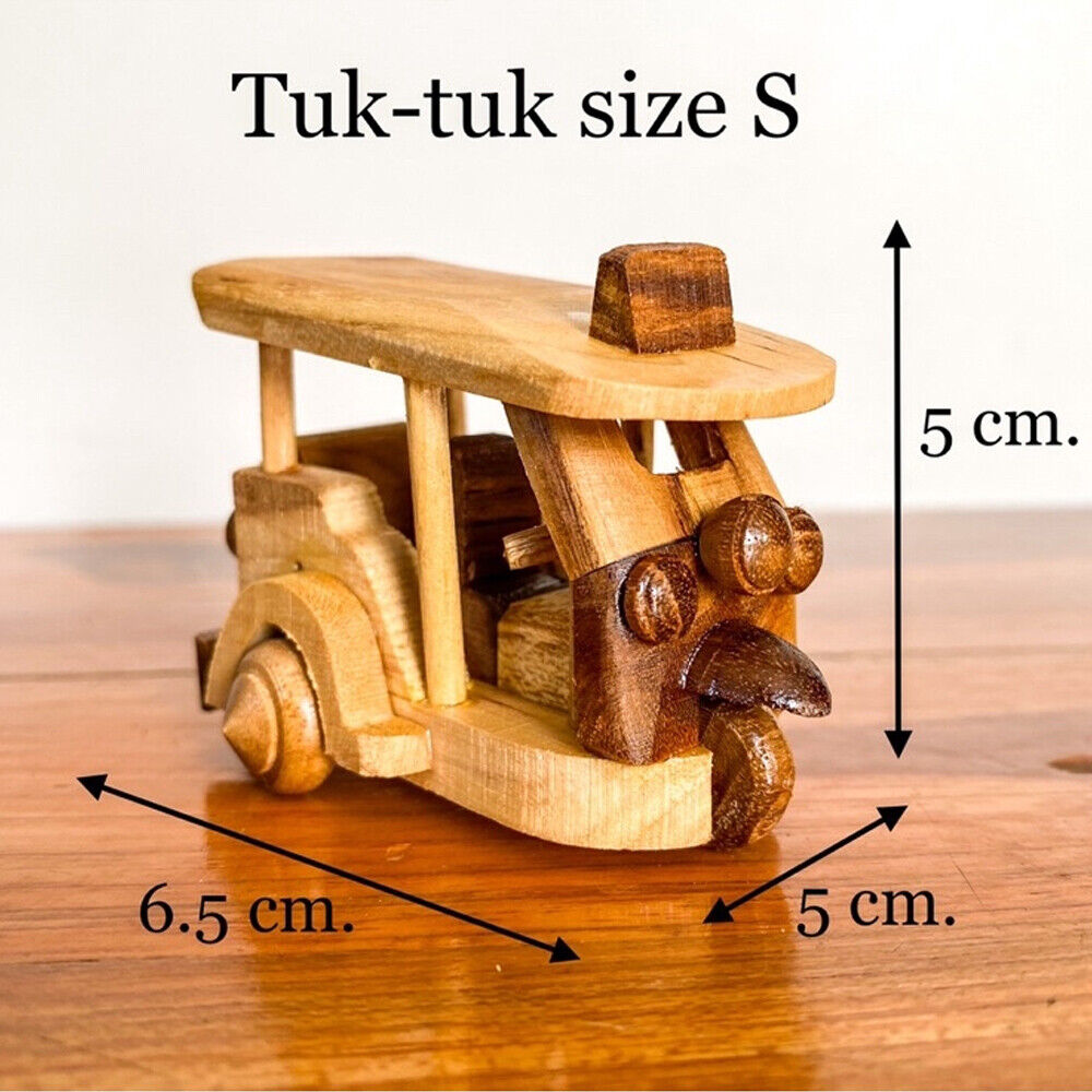 Wooden Handmade Thai Tuk Tuk Pedicab Art Souvenir Collectible Model Toy Unique