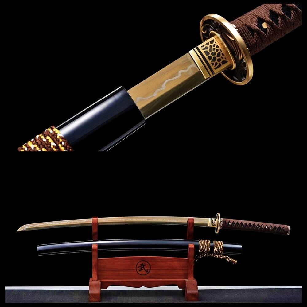 Tokugawa Katana Golden T10 Steel Battle Ready Japanese Samurai Functional Sword