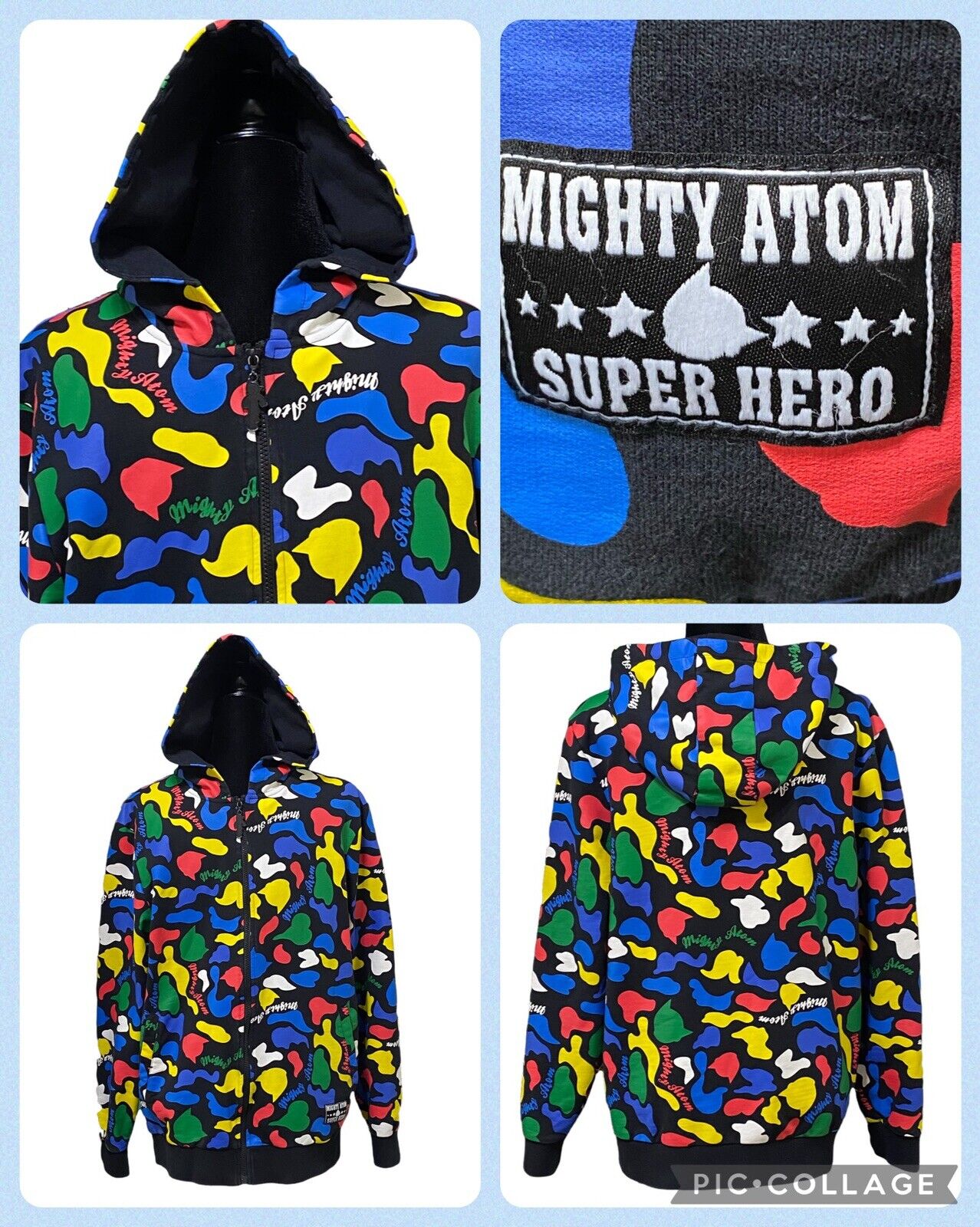 Mighty Atom Super Hero Astro Boy Full Zip Hoodie Size XL Tezuka Anime 