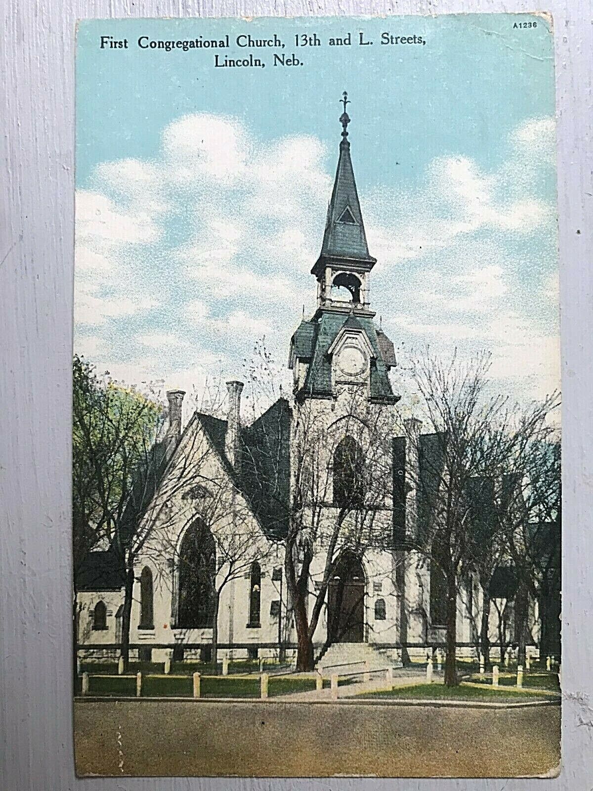 Vintage Postcard 1912 First Congregational Church 13th & L Sts. Lincoln Nebraska