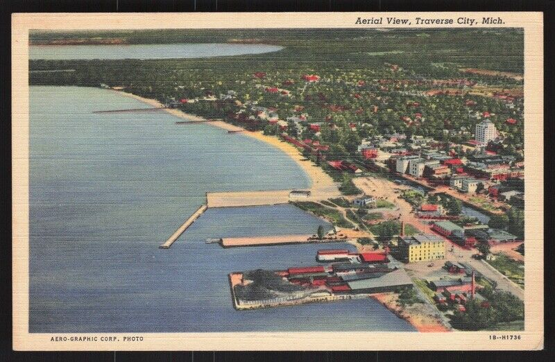 Vintage Postcard - Aerial View of Traverse City, Michigan