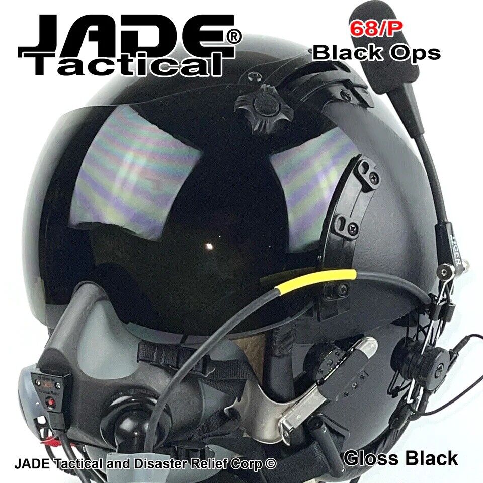 NEW HGU-GENTEX 68/P USA LG Jet Pilot Flight Helmet, Oxygen Mask Black Ops Gloss