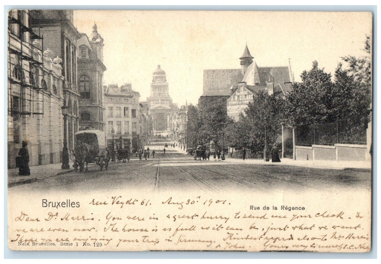 1901 The Regency Street Brussels Belgium Horse Carriage Posted Postcard