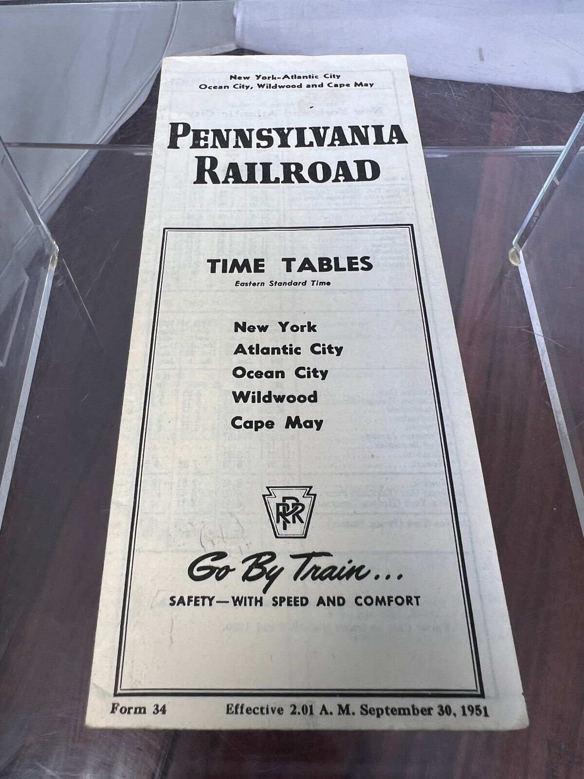 Vintage 1951 Pennsylvania Railroad Timetable New York Atlantic City Wildwood