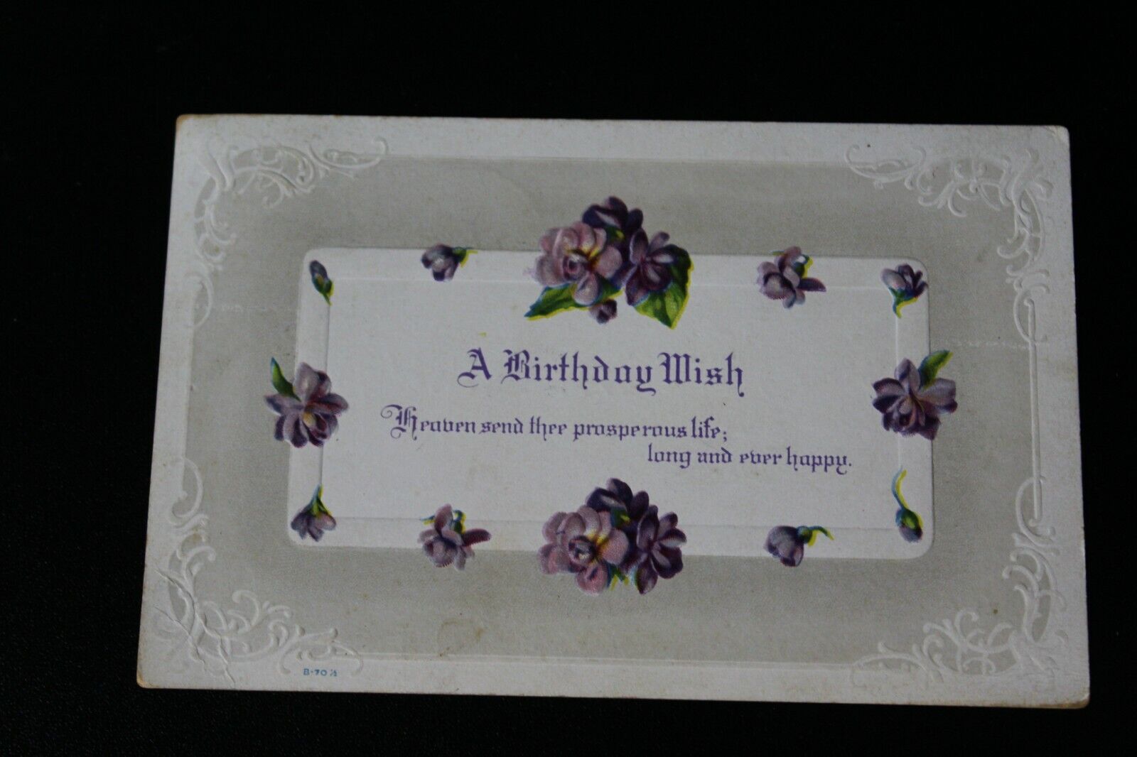 1915 Antique Birthday Wishes Heaven Send Prosperous Life Floral Postcard Rare