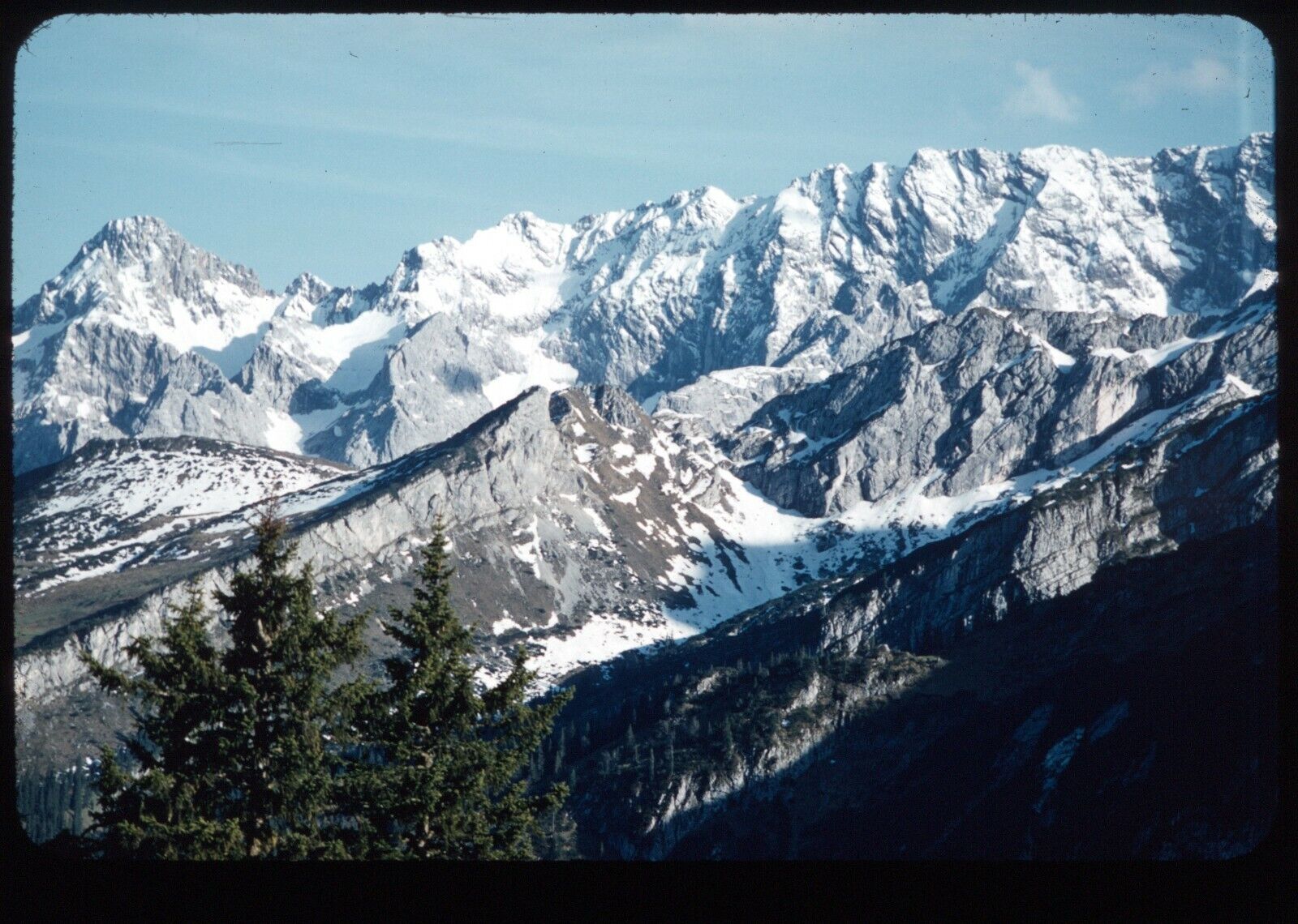 German Alps Mountains Ridge Snow Landscape 1950s 35mm Red Border Slide 