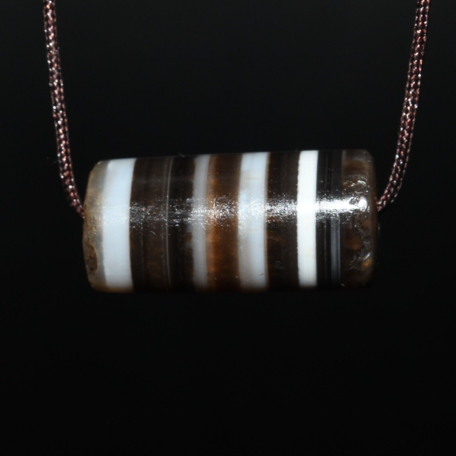 Genuine Ancient Banded Agate Bead with Stripes in Good Condition 1500+ Years Old