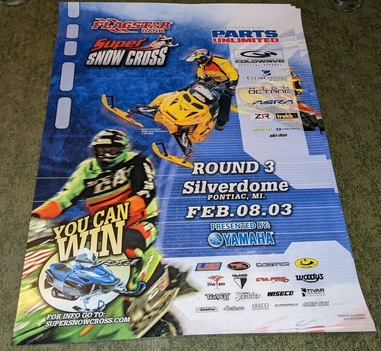 Super Snow Cross Silverdome Pontiac Mi Yamaha, USI, Sledder, Wiseco 2003 Poster