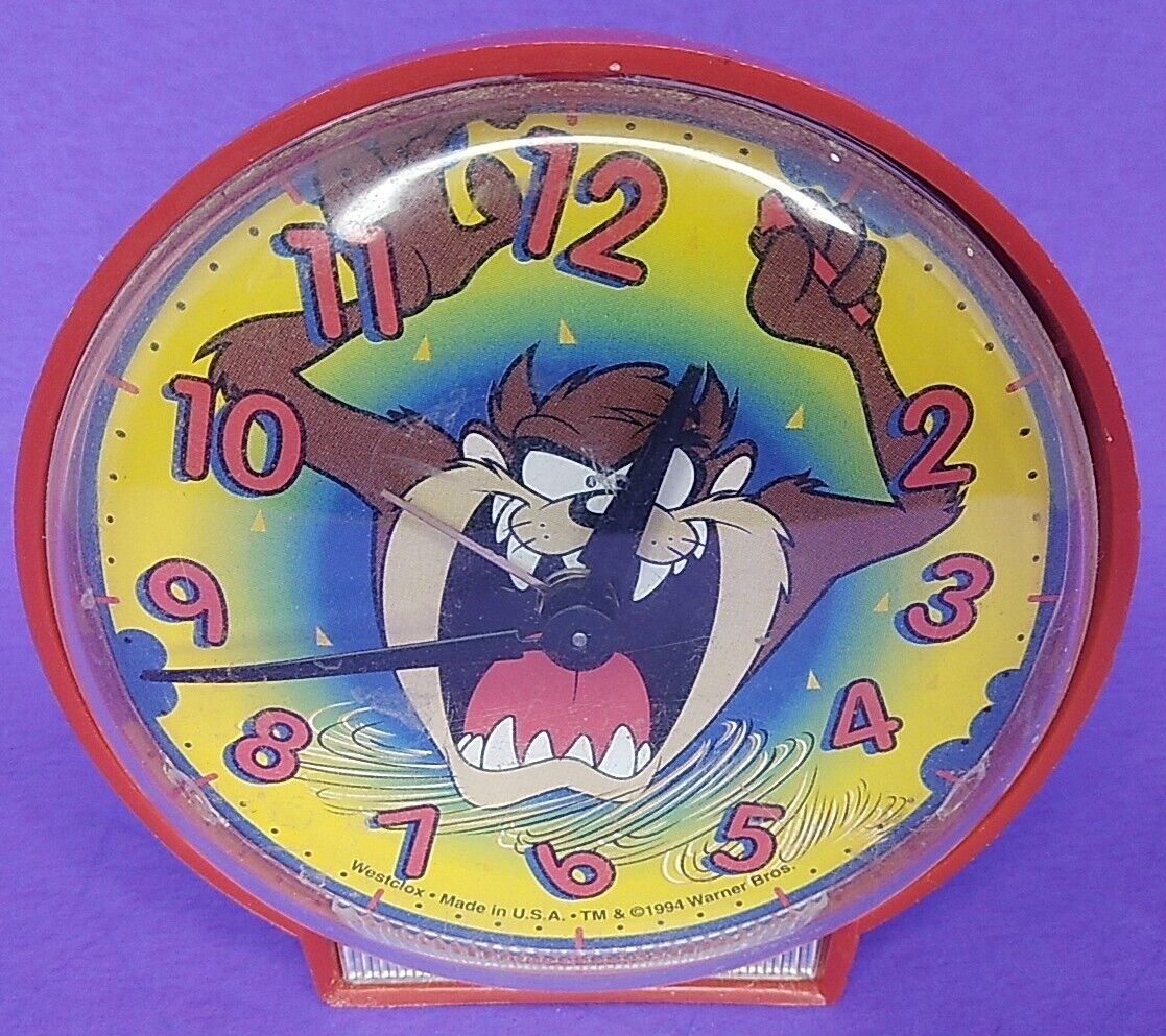 Vintage Westclox 1994 TAZ Looney Tunes Tasmanian Devil Wind-up Alarm Clock
