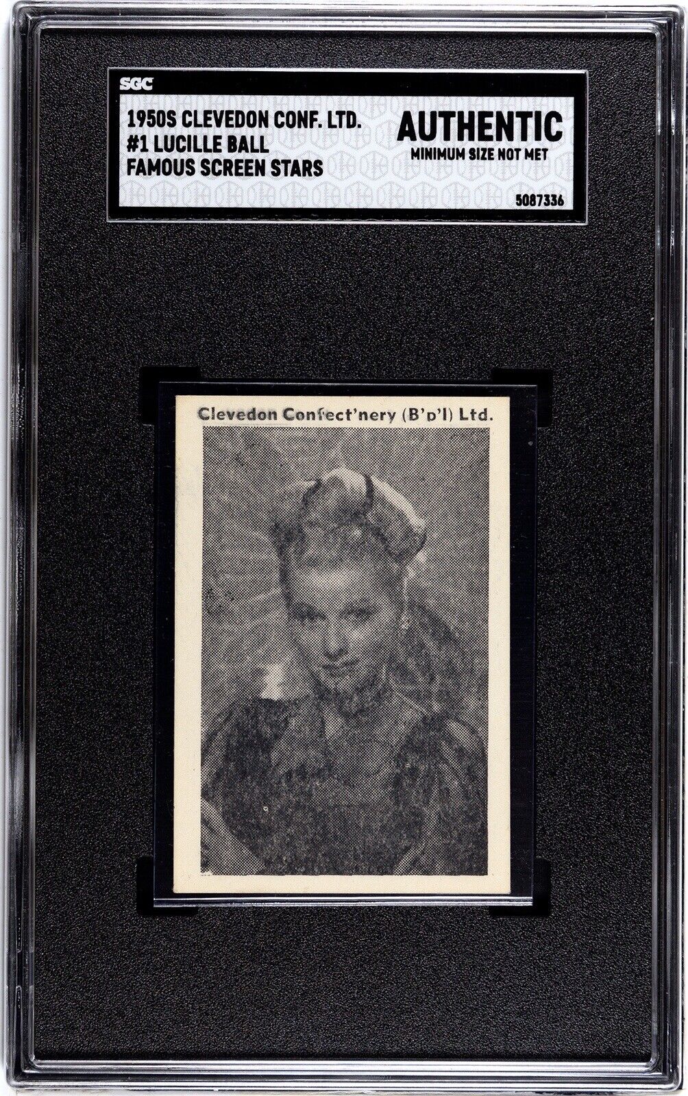 1950s Clevedon Confectionery LUCILLE BALL Famous Screen Stars #1 SGC AUTHENTIC