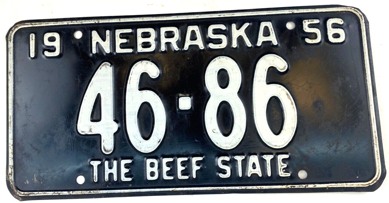 Vintage Nebraska 1956 Auto License Plate Merrick Co Garage Wall Decor Collector