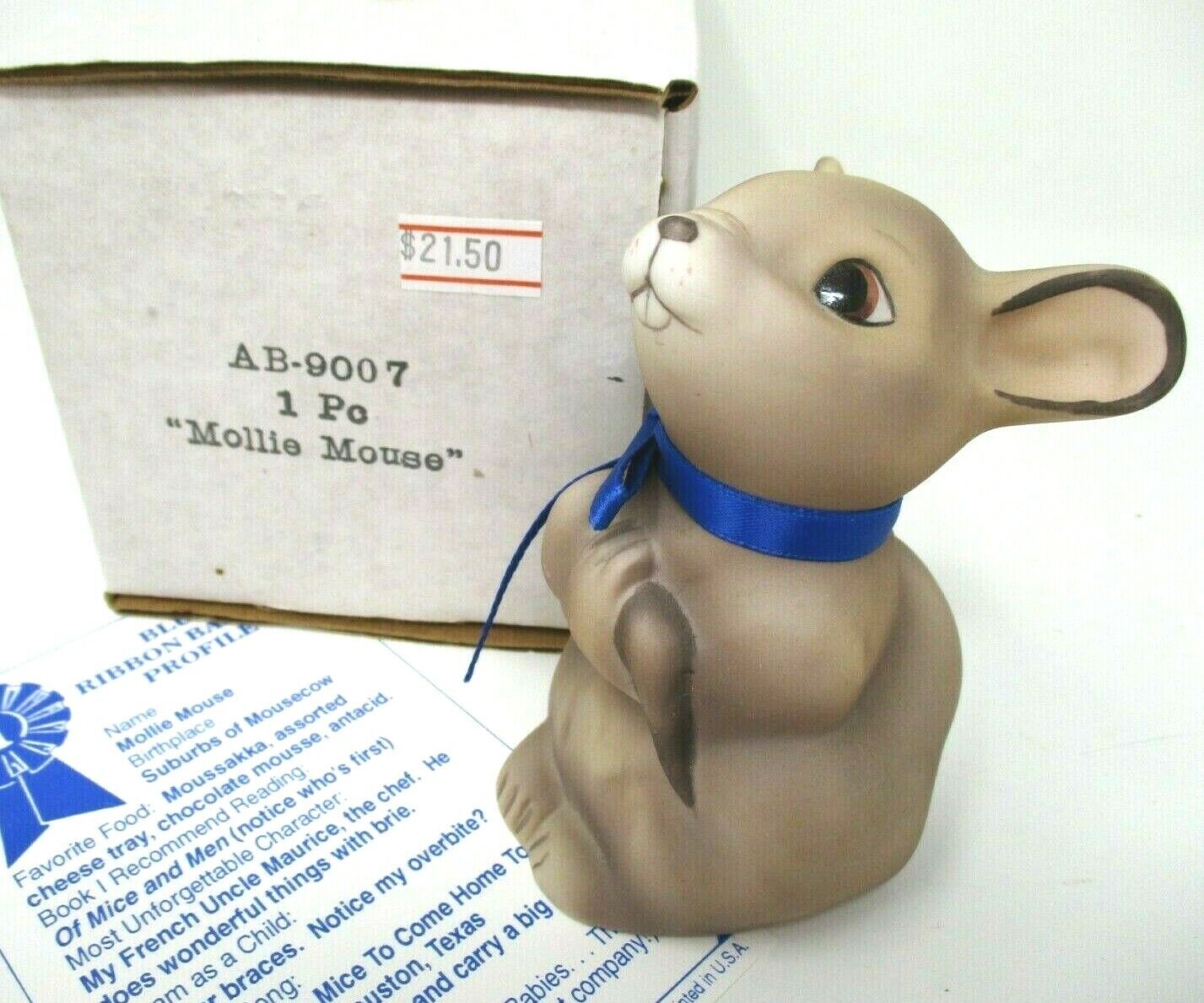 Blue Ribbon Babies Mollie Mouse Ceramic Figurine Vintage Artaffects
