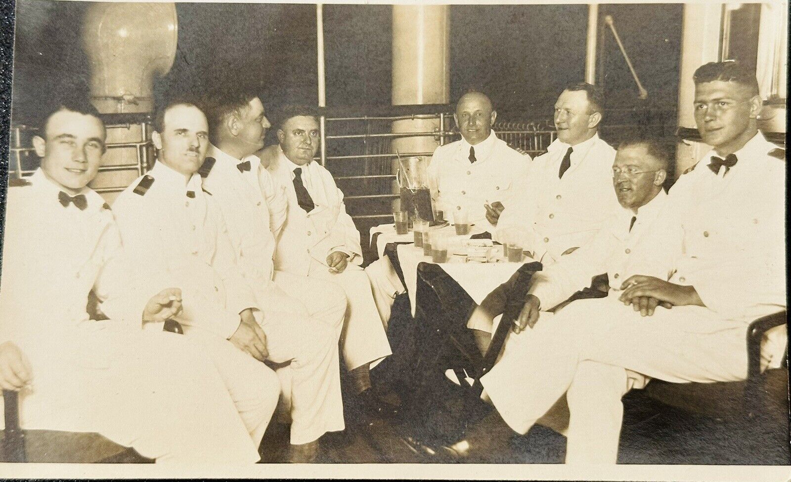 Vintage 1930’s Photograph German Crew on Ship - France - Note on back in German