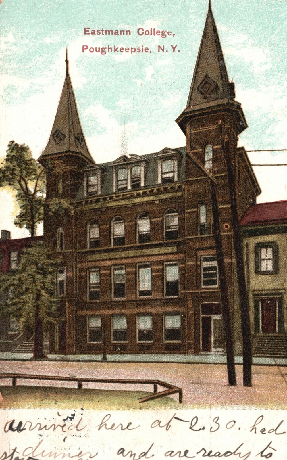 Eastmann College Poughkeepsie New York N. Y.  Street View Vintage Postcard 1907