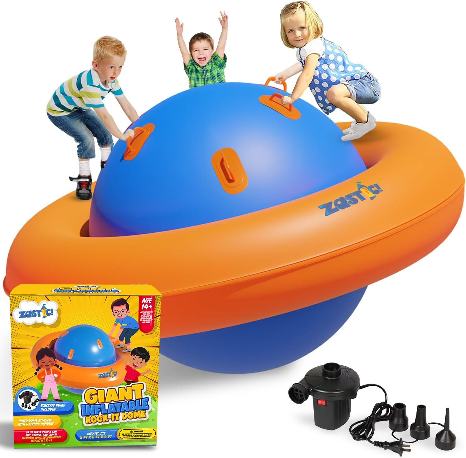 Giant Inflatable 8Ft Rock-It Rocker Bouncer Dome with Electric Pump - 88”L X 88”