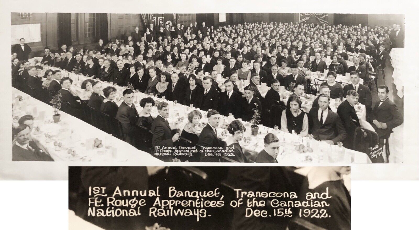 Rare Antique 1922 CANADIAN NATIONAL RAILWAYS Employee Banquet Original Photo VTG