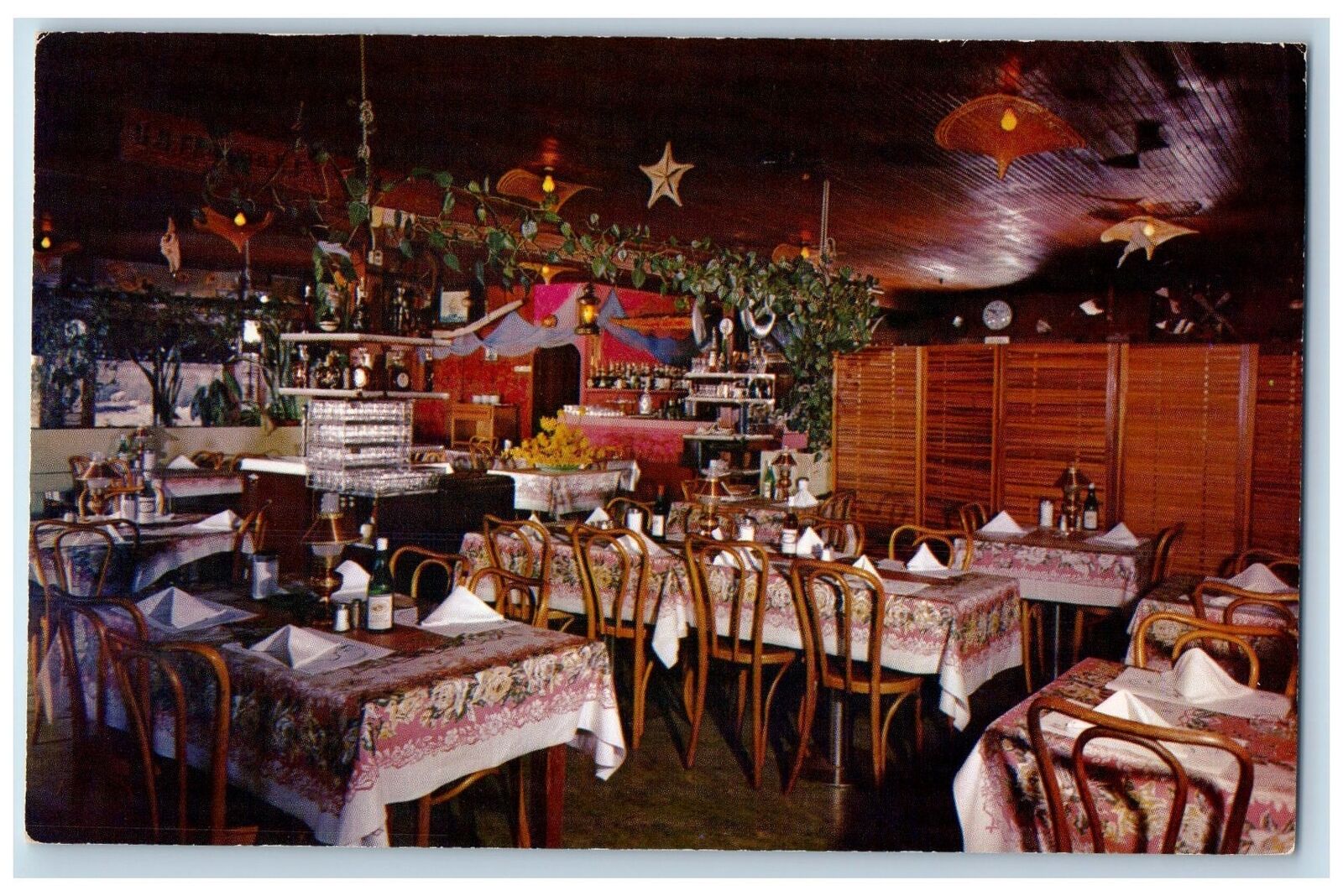 Santa Cruz California CA Postcard Ideal Fish Restaurant Interior c1960\'s Vintage