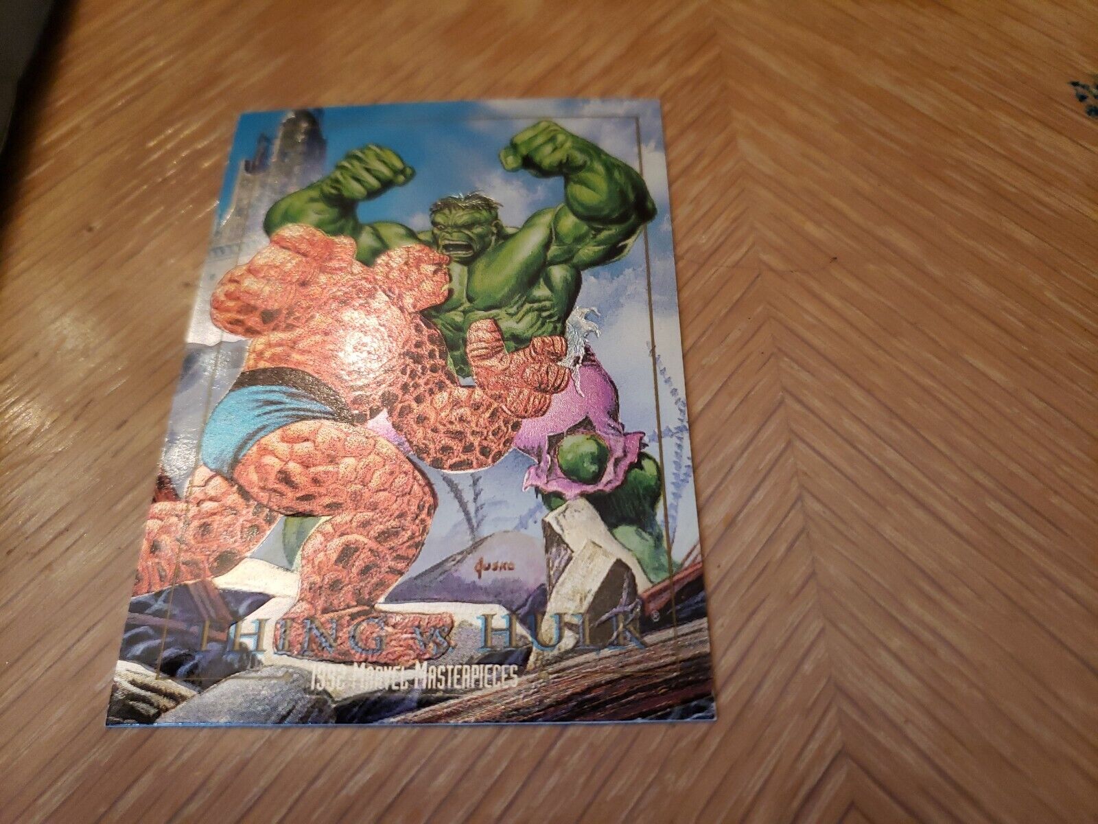 1992 MARVEL MASTERPIECES THING vs THE INCREDIBLE HULK #1-D FOIL CARD