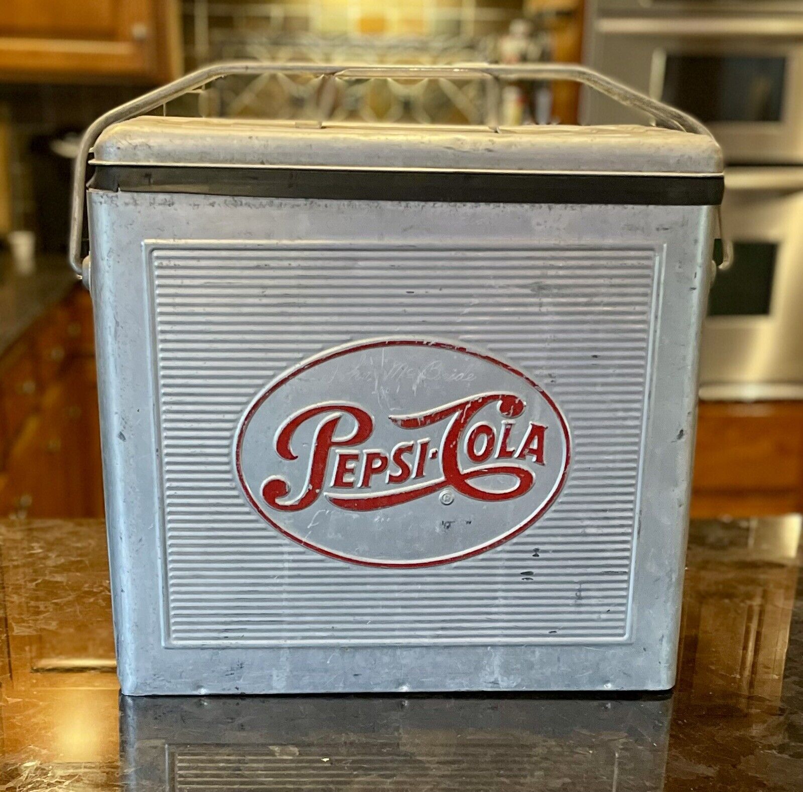 Vintage PEPSI COLA Aluminum Cooler Ice Chest 1950s 17” X 17” X 10”