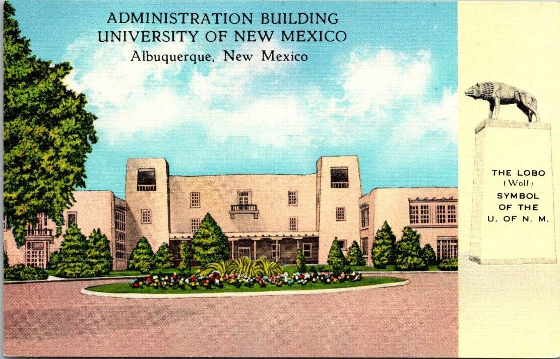 Albuquerque NM University of New Mexico Administration Building Postcard UNM