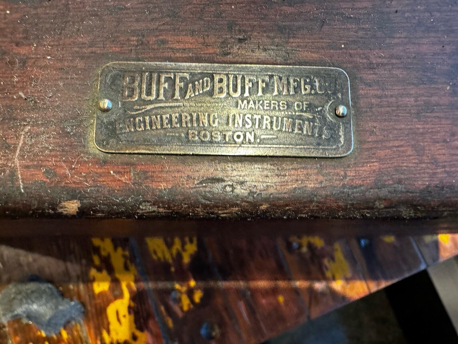 ANTIQUE BUFF & BUFF SURVEYORS LEVEL, original WOOD BOX,& brass nameplate