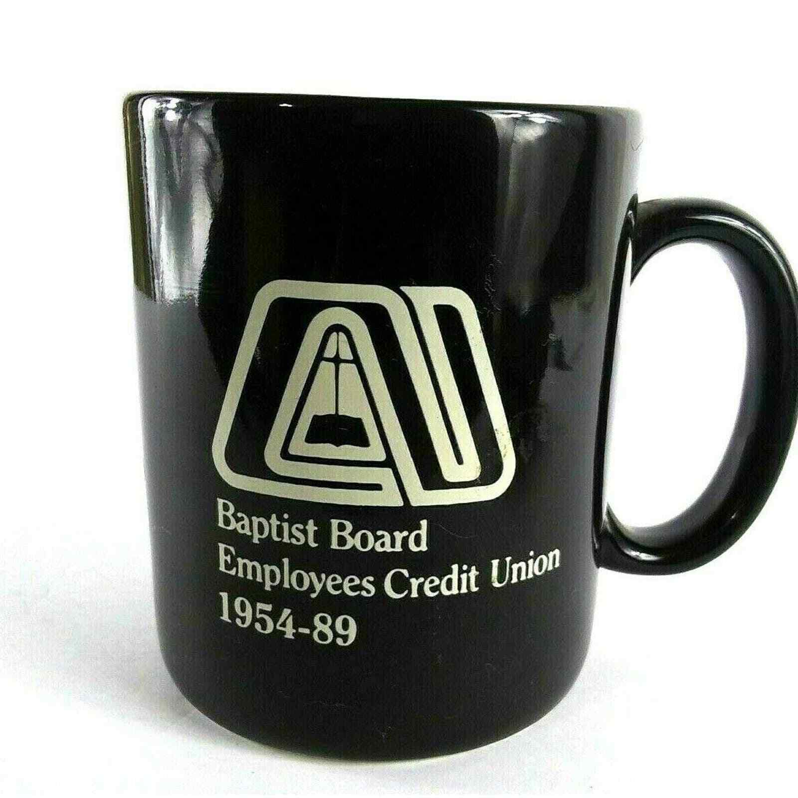 Baptist Board Employees Credit Union Coffee Cup Mug Black White Print