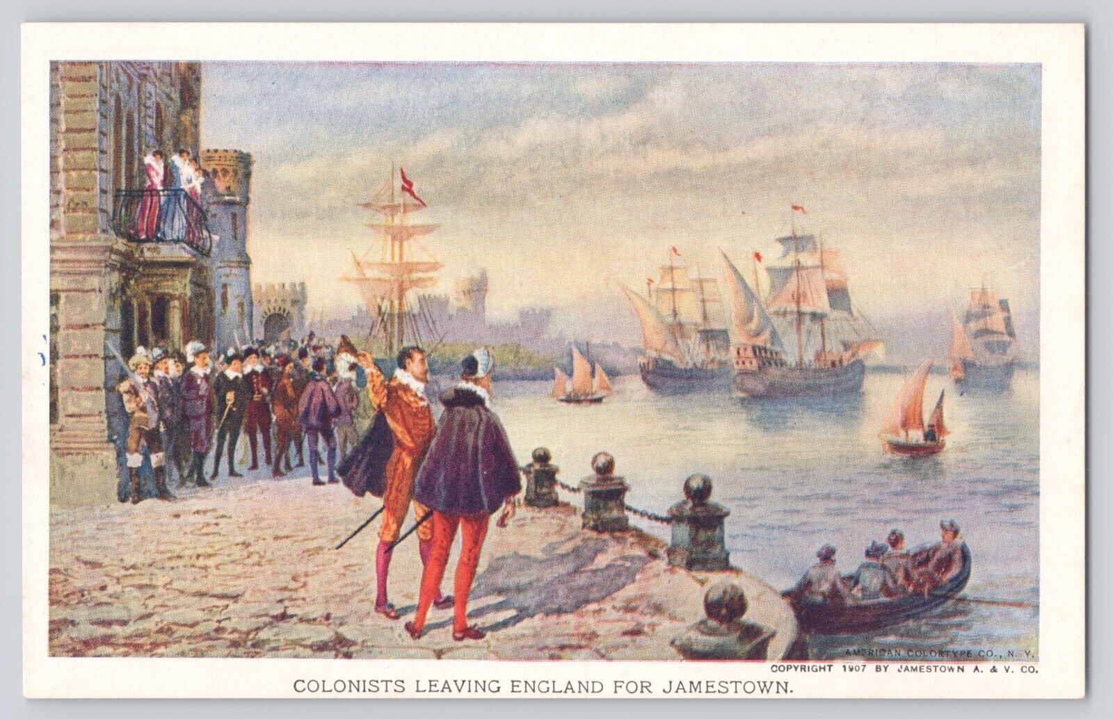 Postcard Jamestown Exposition Expo 1907 Colonists Leaving England Unposted