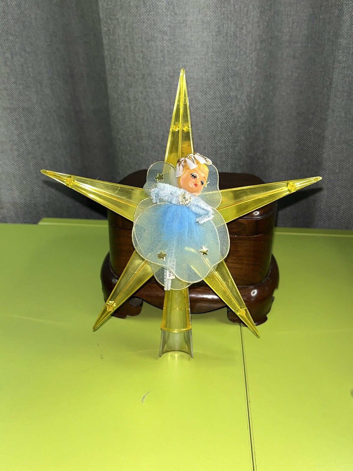 Vintage 1950s Bradford Lighted Star Angel Christmas Tree Topper Works Perfect
