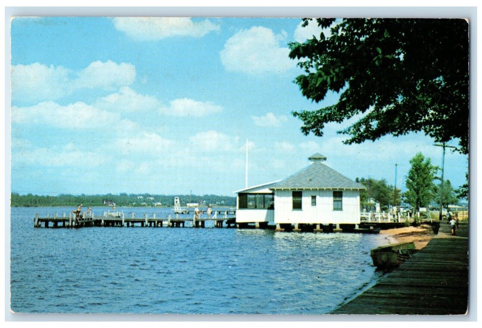 c1960 Community House Dock Exterior View Beachwood New Jersey Vintage Postcard