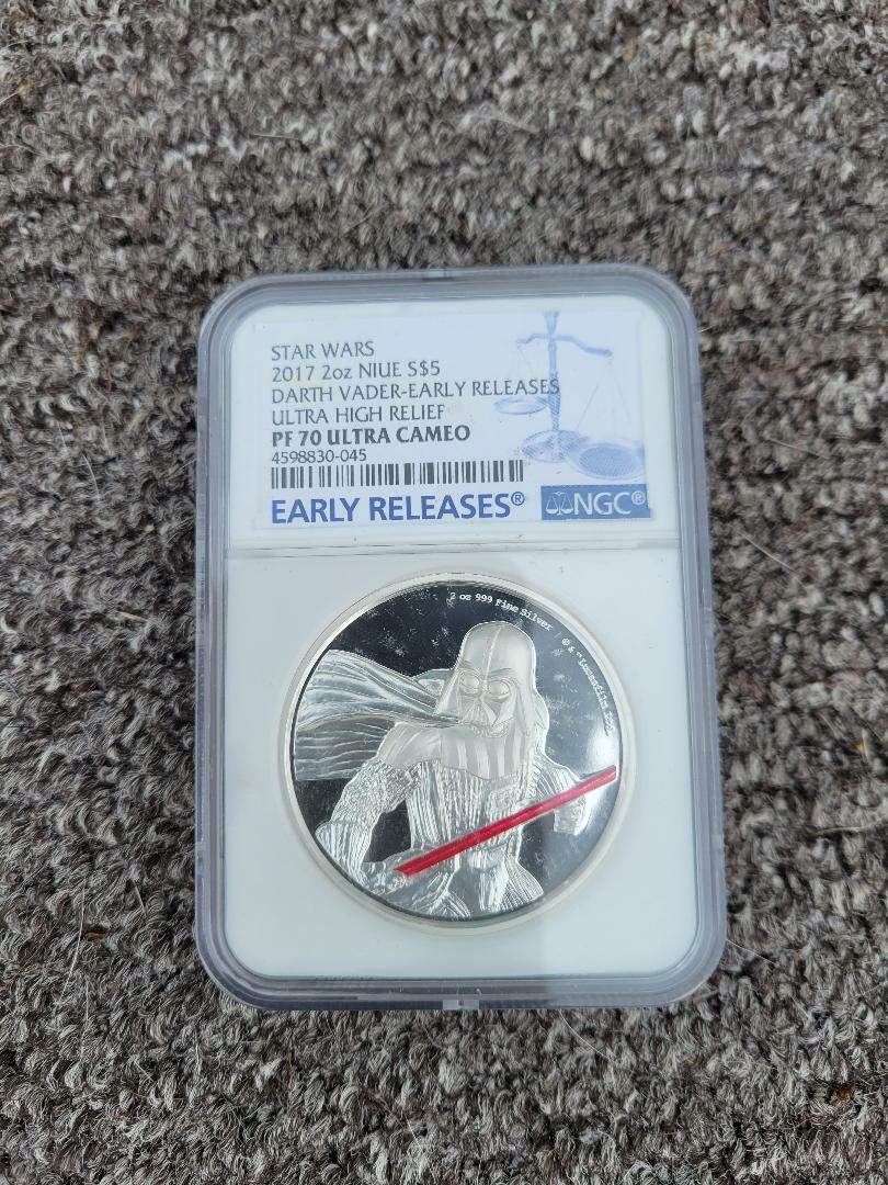 DARTH VADER STAR WARS 2017 NIUE 2oz SILVER COIN $5 NGC EARLY RELEASES PF 70