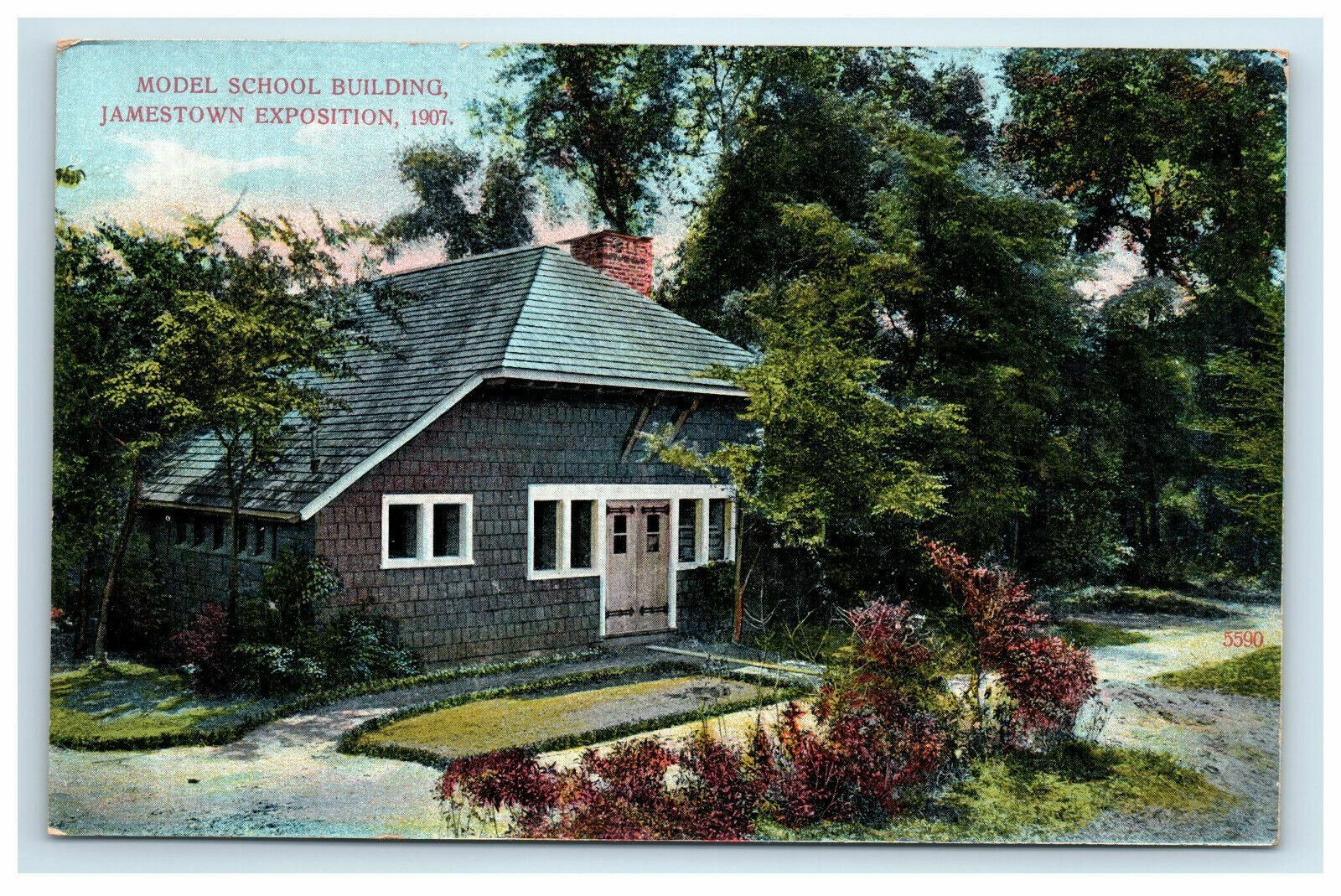 1907 Jamestown Exposition Postcard Model School Building
