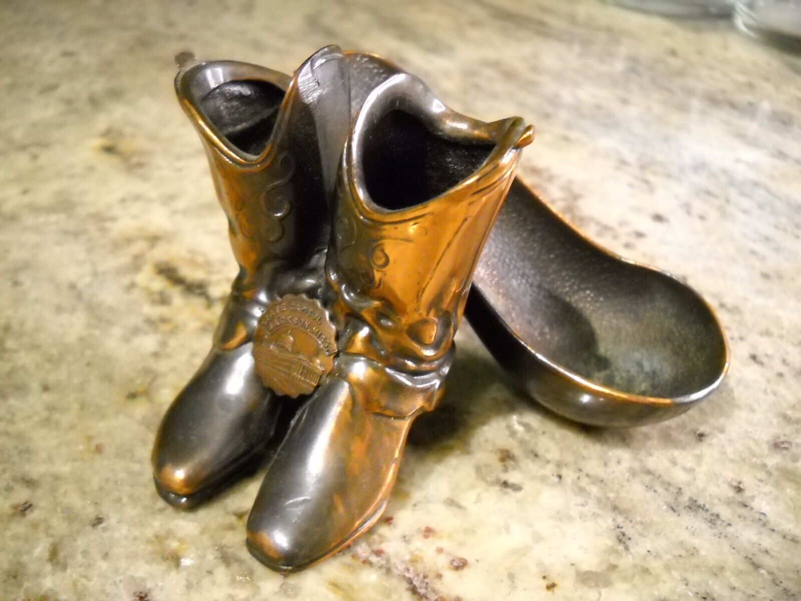 Vintage Cast Copper Western Cowboy Boots Pipe Rest Capital JACKSON, MISSISSIPPI