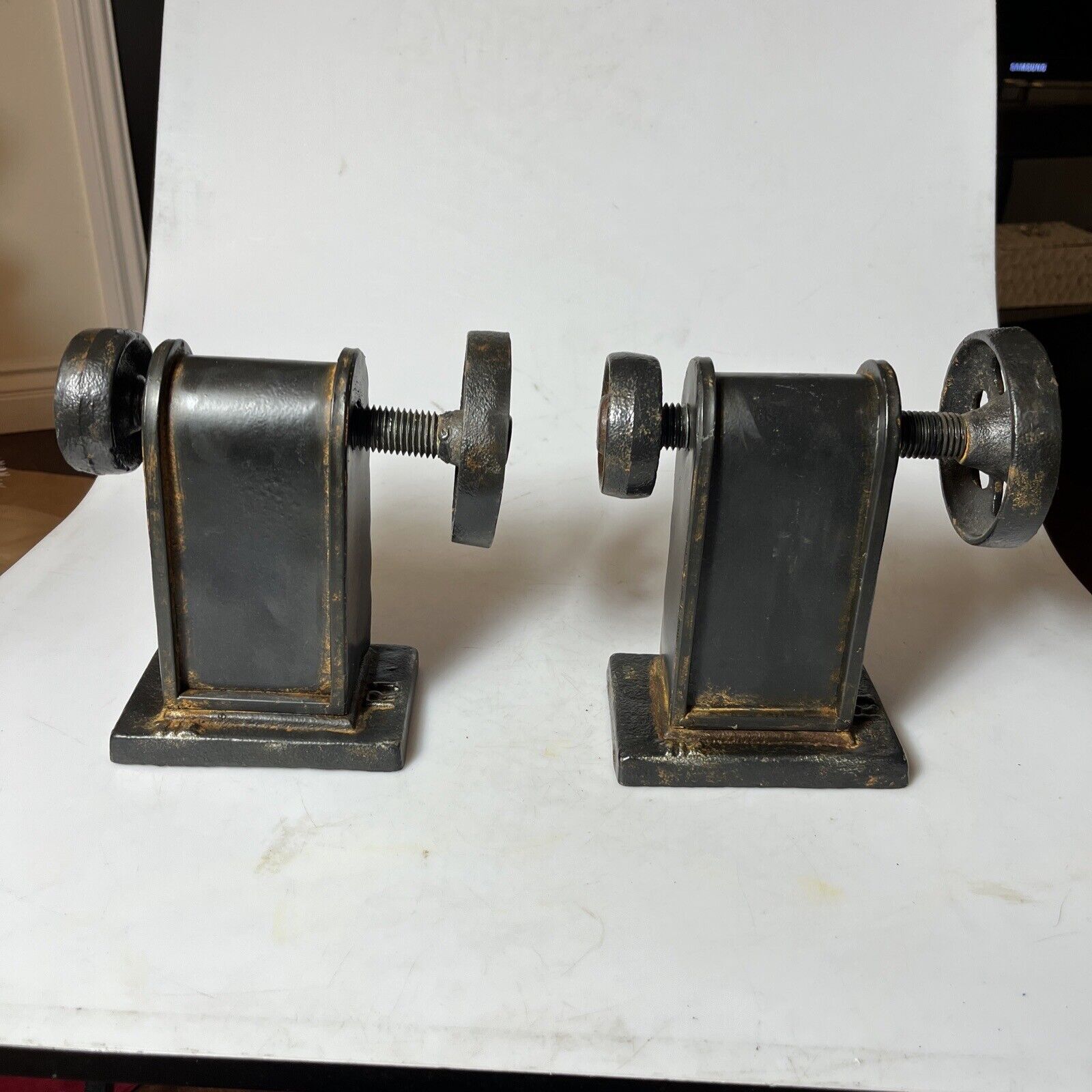 2 Metal Steam Punk Book Ends - Marked \
