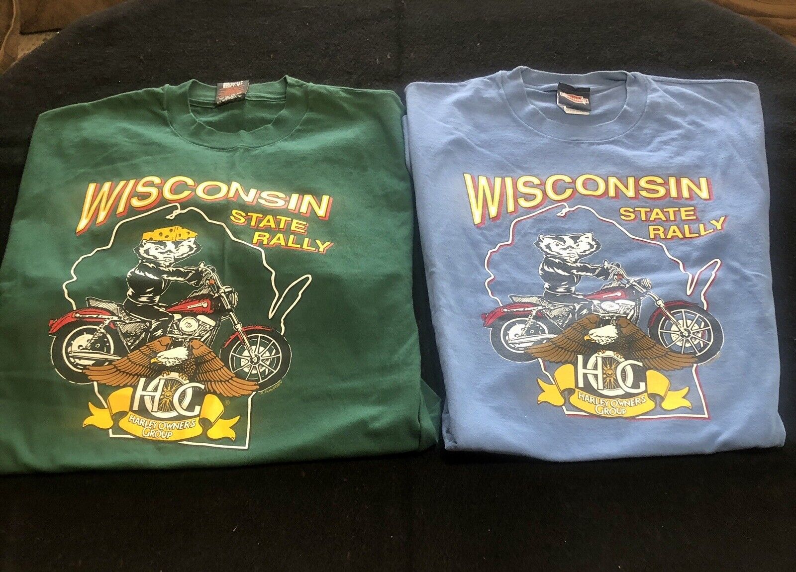 2 New Harley-Davidson Vintage 1997/98 Wisconsin Bucky Badger T-Shirts Mens XL