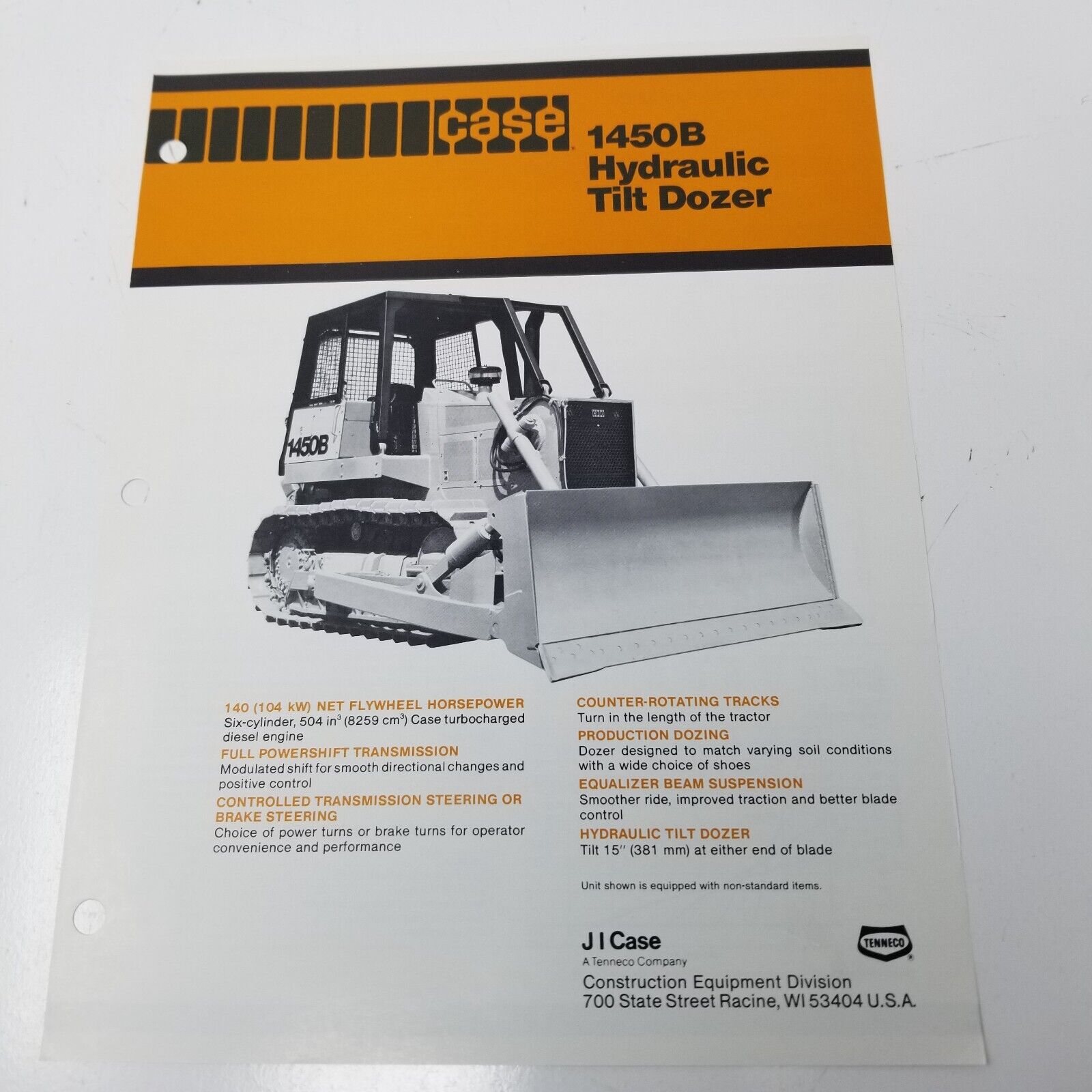 Case 1450B Hydraulic Tilt Dozer Sales Brochure 1980 Specifications Photos