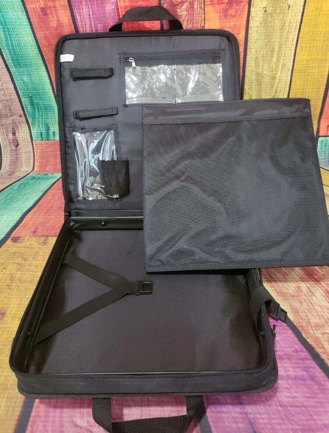 Vintage 14 X 14 X 2 Sewing Scrapbook Supply Bag 3/4 Zip  Adjustable Strap Craft