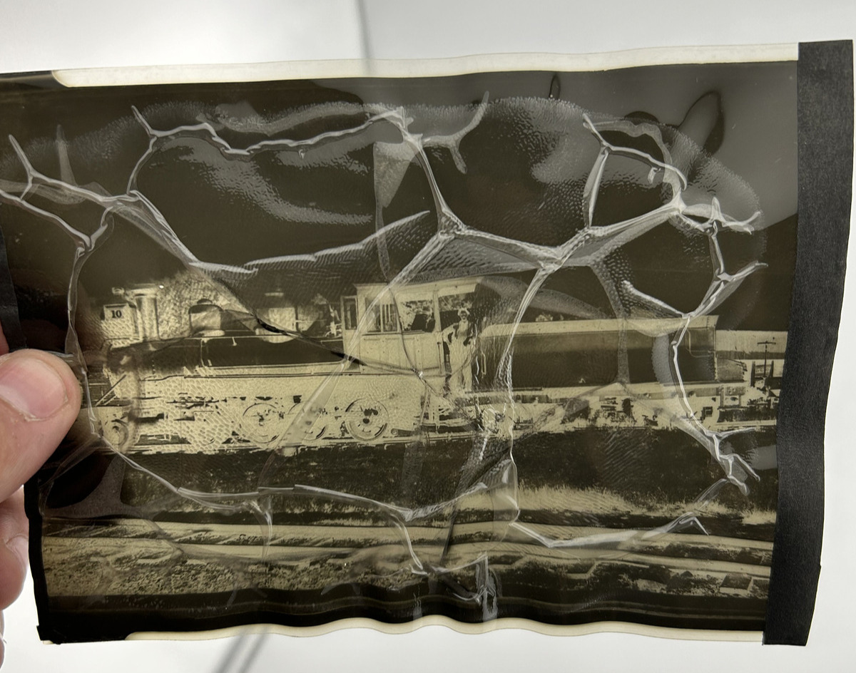 Early 1800s Negative Photo of the Hoosac Tunnel & Wilmington Railroad 10 train