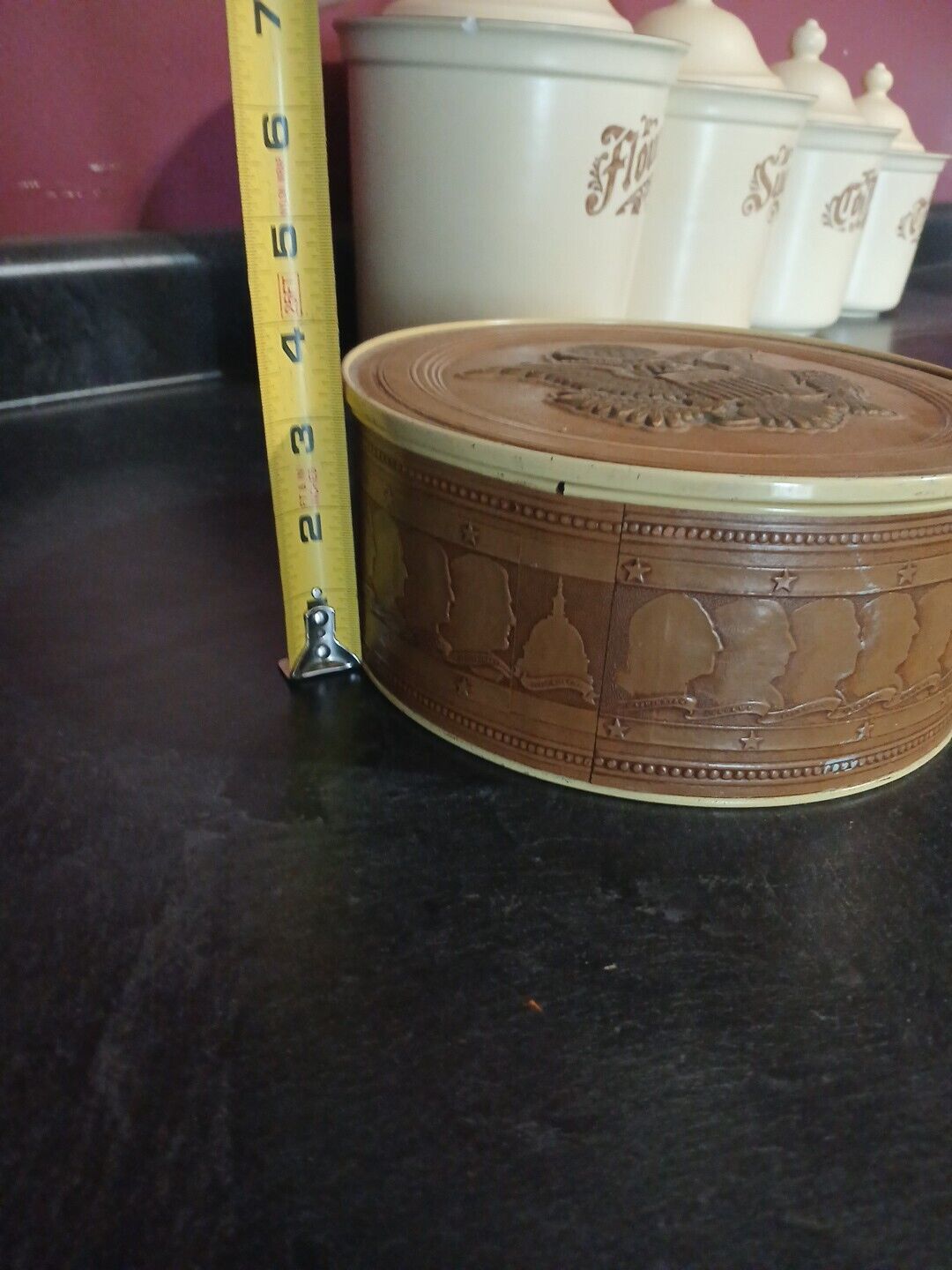 1930s Smith Crafted Chicago Leather Wrapped Presidents Tin