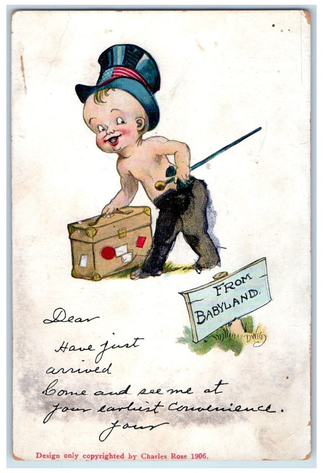 c1910\'s Boy Undress Hat Bag From Babyland Dwig Millington MA Antique Postcard