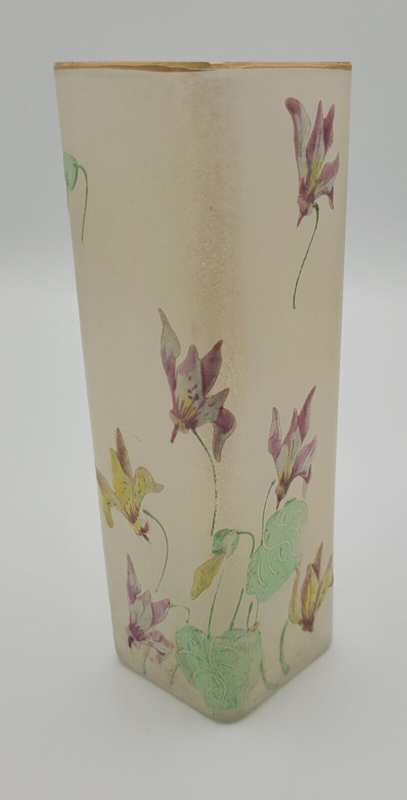 Antique Mont Joye/Legras Hand Painted Art Glass Vase 1397