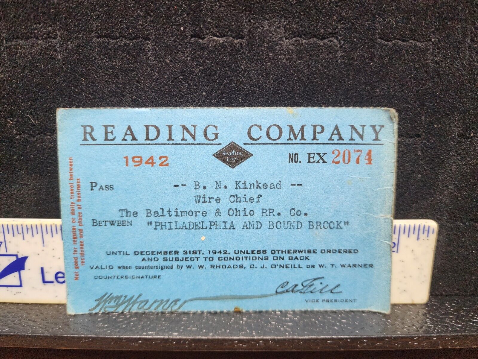 1942 Reading Railroad Pass Ticket Order Of Railroad Telegraphers