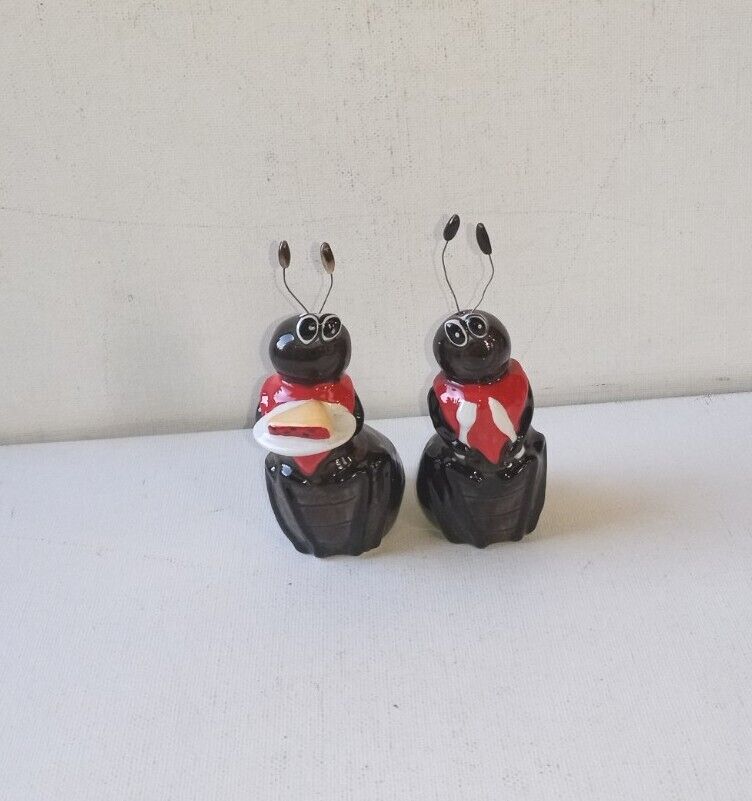Cute Cracker Barrel Stoneware Ants Salt and Pepper Shakers. Comes in box.